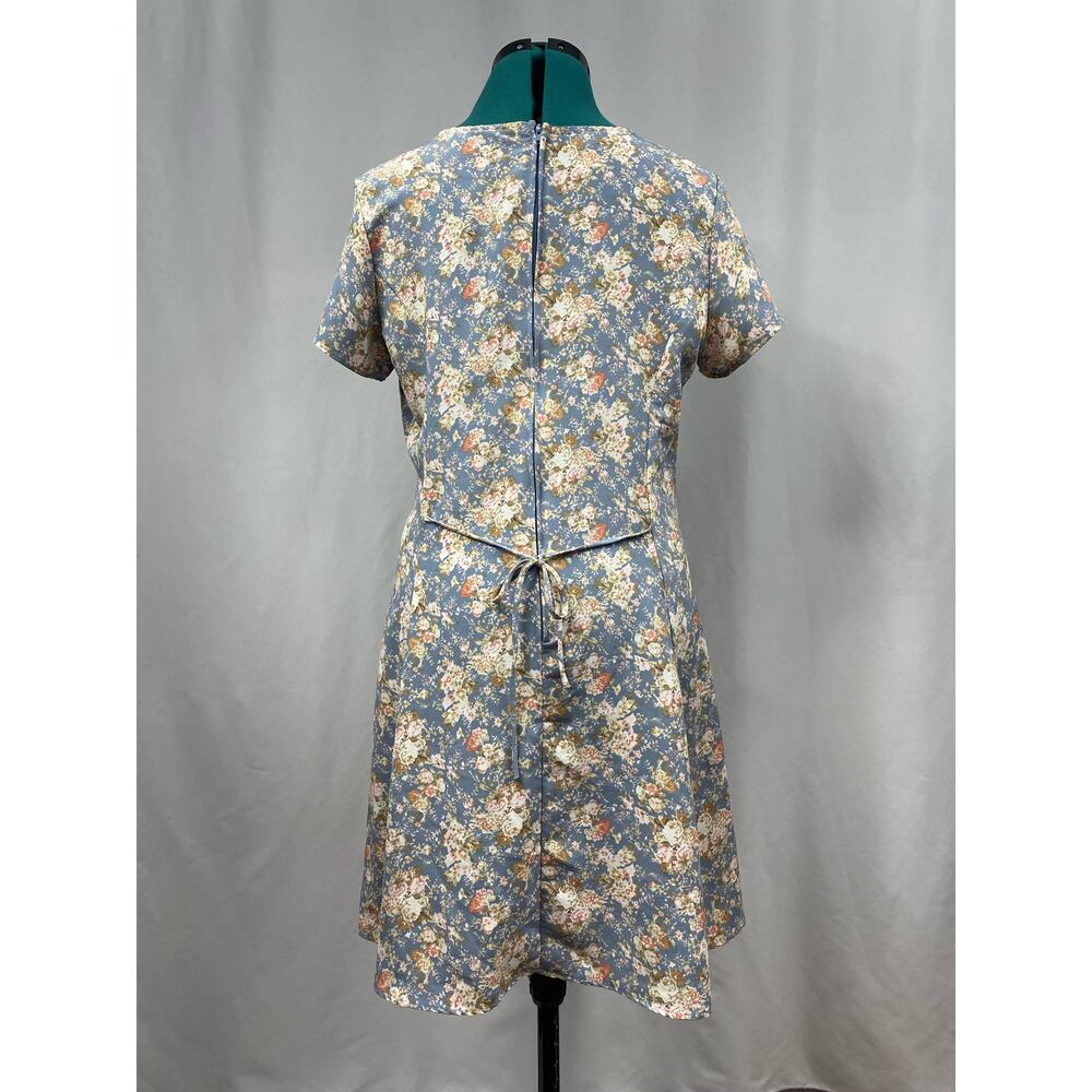 ULTIMATE! Floral Short Sleeve Dress Blue and Pink - Picture 4 of 5